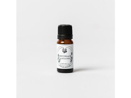 100% čistý přírodní destilovaný éterický olej z listů stromu mandarinky obecné (Citrus nobilis) ve skleněné lékovce.